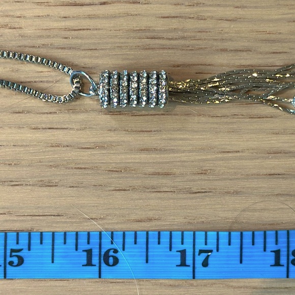 Silver and Rhinestone Long Necklace - Picture 2 of 5